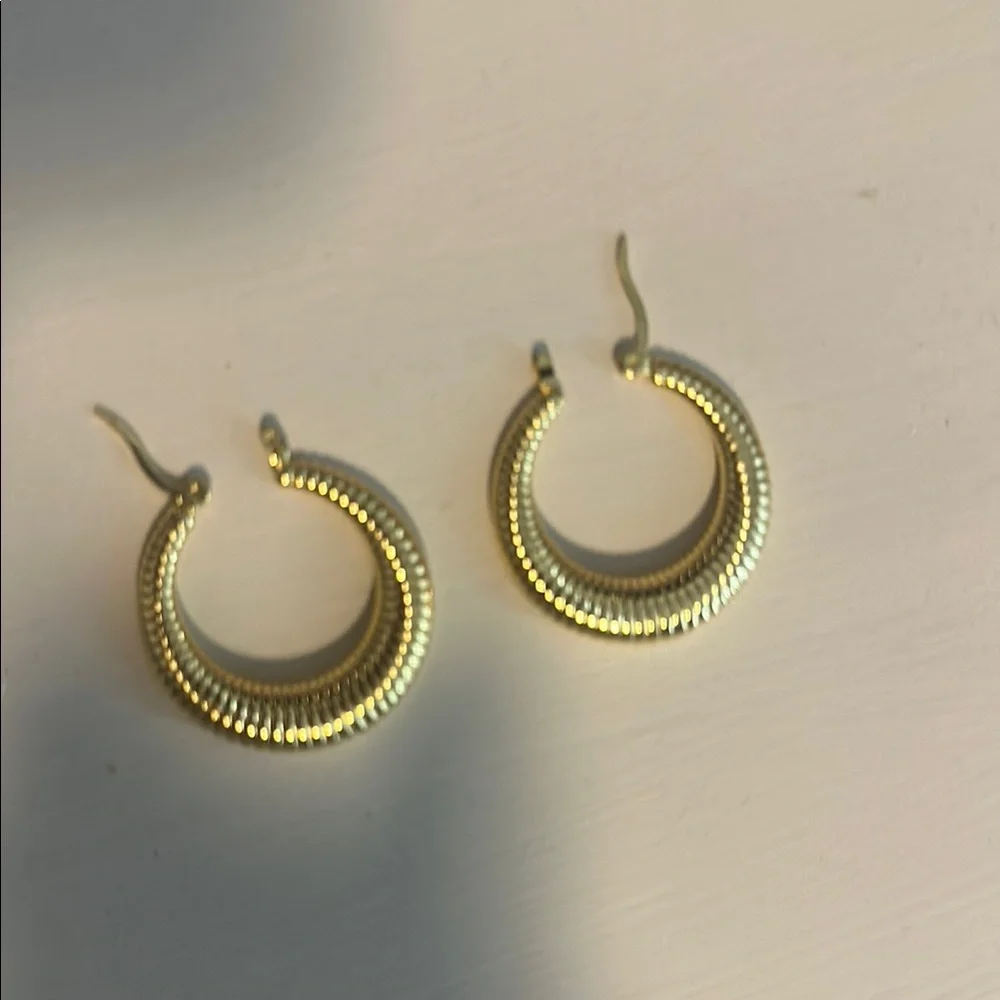 Uncommon James Gold Textured Hoop Earrings - Picture 2 of 3